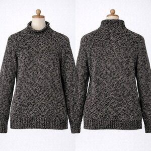 L.L. Bean Dark Gray Cotton Ragg Sweater Funnelneck Pullover 507416 Size X-Small
